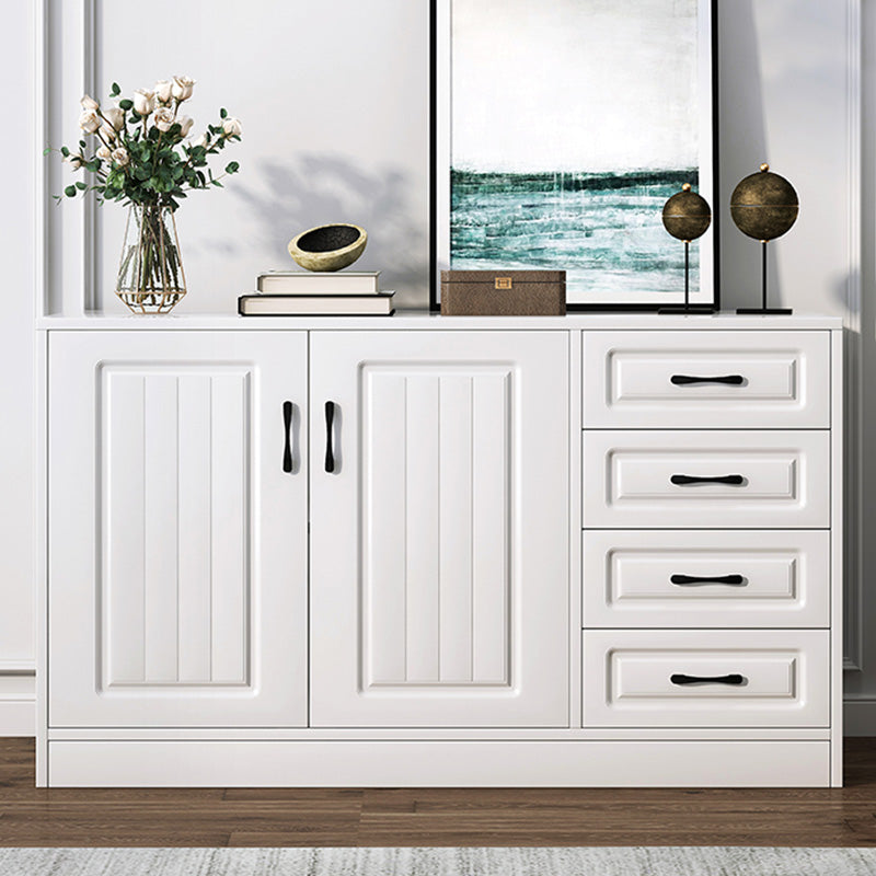 White Storage Chest Modern Style Wooden Storage Chest Dresser with Drawers and Doors