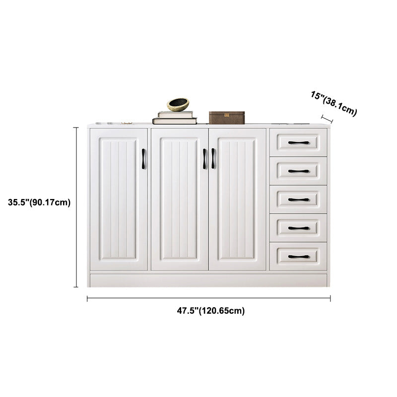 White Storage Chest Modern Style Wooden Storage Chest Dresser with Drawers and Doors