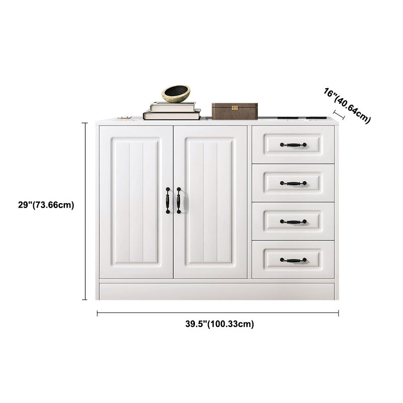 White Storage Chest Modern Style Wooden Storage Chest Dresser with Drawers and Doors