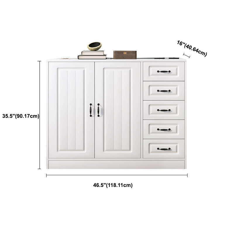 White Storage Chest Modern Style Wooden Storage Chest Dresser with Drawers and Doors