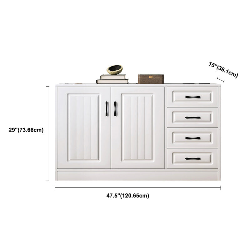 White Storage Chest Modern Style Wooden Storage Chest Dresser with Drawers and Doors