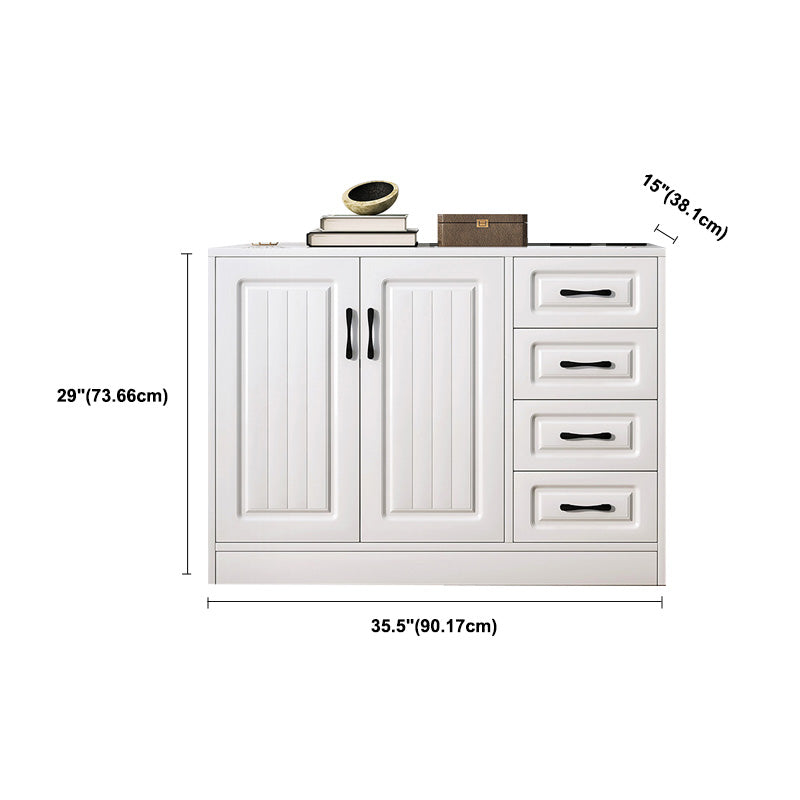 White Storage Chest Modern Style Wooden Storage Chest Dresser with Drawers and Doors