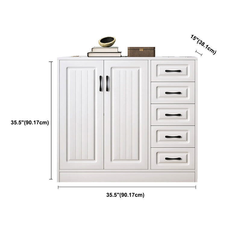 White Storage Chest Modern Style Wooden Storage Chest Dresser with Drawers and Doors