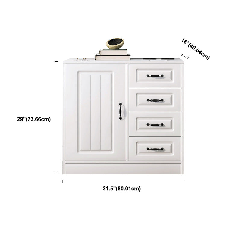 White Storage Chest Modern Style Wooden Storage Chest Dresser with Drawers and Doors