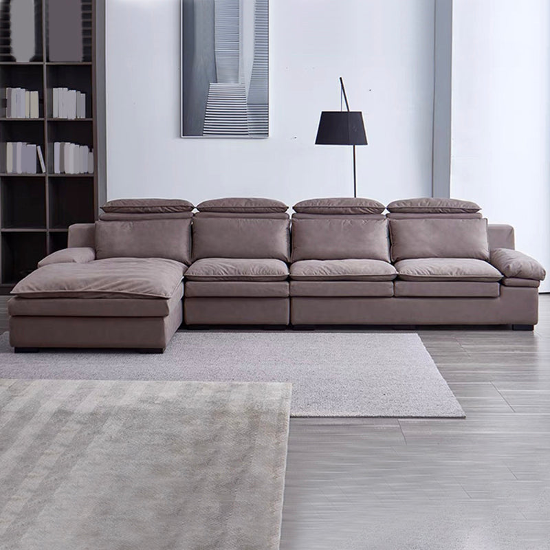 Armless Sofa Bed with Pillow Back Leather Sofa with Grey Solid Wood Frame