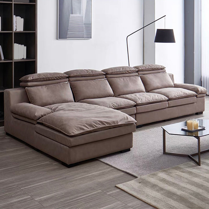 Armless Sofa Bed with Pillow Back Leather Sofa with Grey Solid Wood Frame