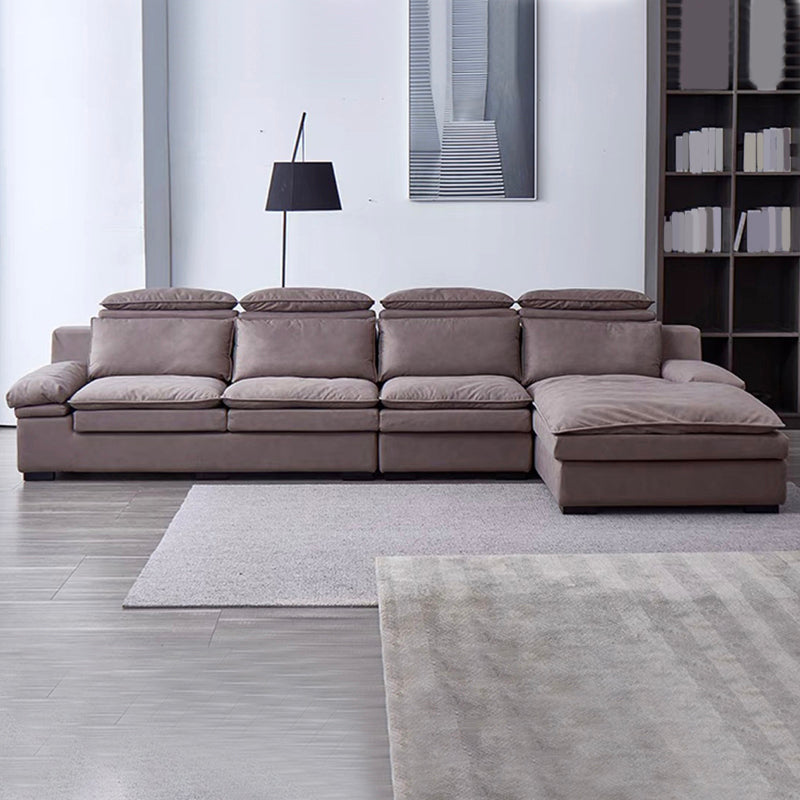 Armless Sofa Bed with Pillow Back Leather Sofa with Grey Solid Wood Frame