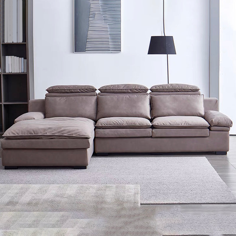 Armless Sofa Bed with Pillow Back Leather Sofa with Grey Solid Wood Frame