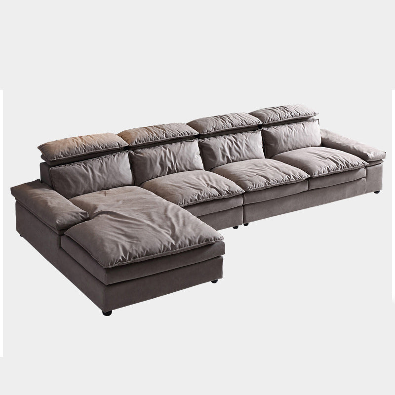 Armless Sofa Bed with Pillow Back Leather Sofa with Grey Solid Wood Frame
