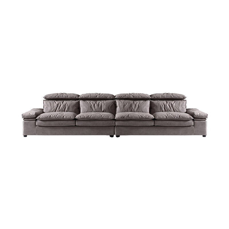 Armless Sofa Bed with Pillow Back Leather Sofa with Grey Solid Wood Frame