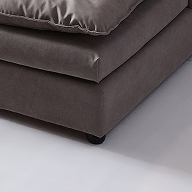 Armless Sofa Bed with Pillow Back Leather Sofa with Grey Solid Wood Frame