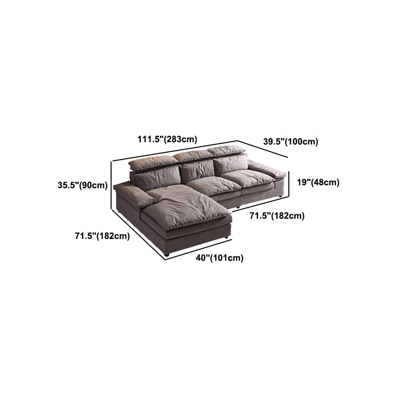 Armless Sofa Bed with Pillow Back Leather Sofa with Grey Solid Wood Frame