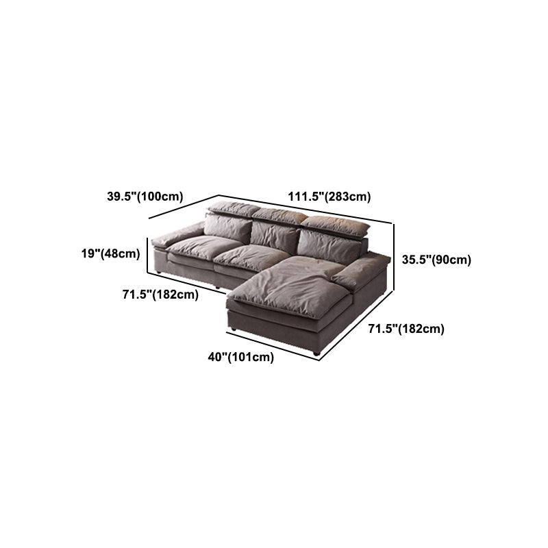 Armless Sofa Bed with Pillow Back Leather Sofa with Grey Solid Wood Frame
