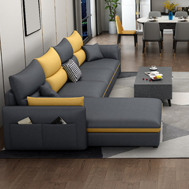 Scandinavian Cushions Square Arm Sofa & Chaise 66.93" D Faux Leather Sofa