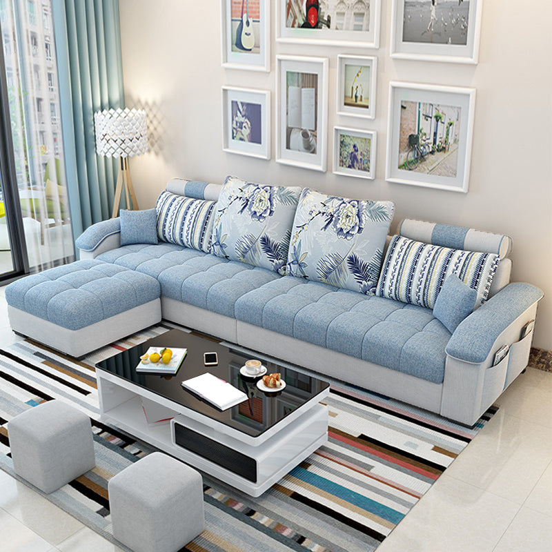 Nordic Linen Loose Back Sofa & Chaise, 108.66" W x 57.09" D x 31.5" H