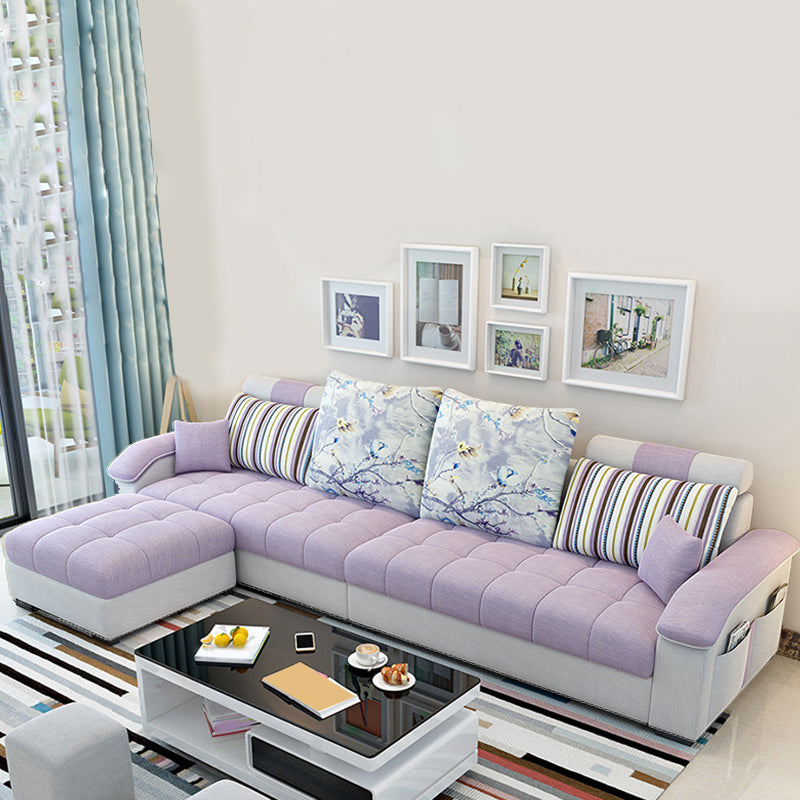 Nordic Linen Loose Back Sofa & Chaise, 108.66" W x 57.09" D x 31.5" H
