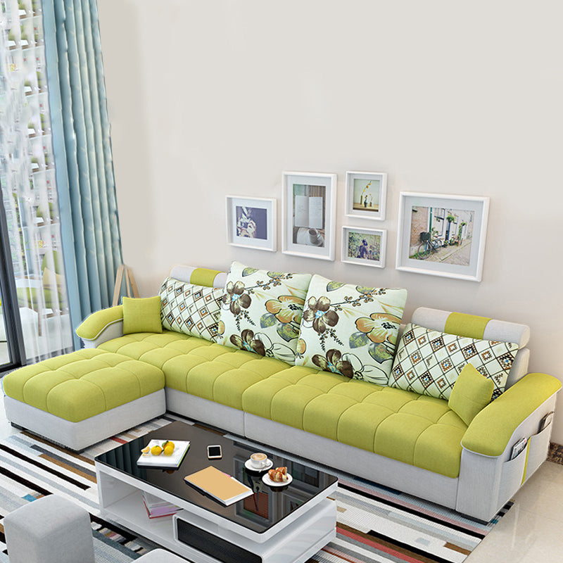 Nordic Linen Loose Back Sofa & Chaise, 108.66" W x 57.09" D x 31.5" H
