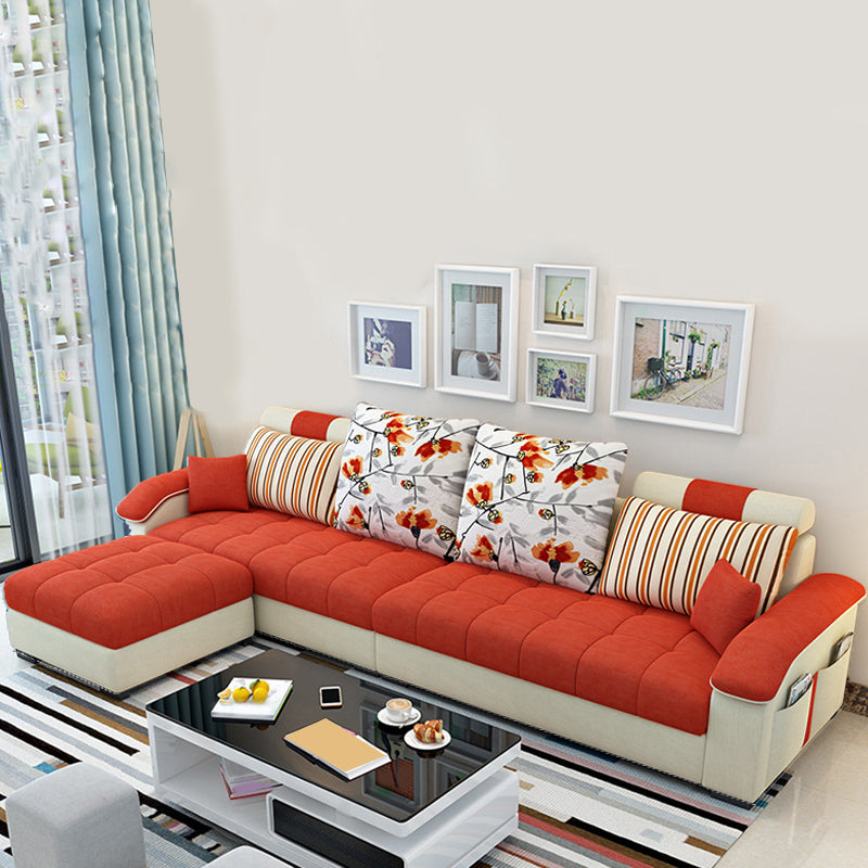 Nordic Linen Loose Back Sofa & Chaise, 108.66" W x 57.09" D x 31.5" H