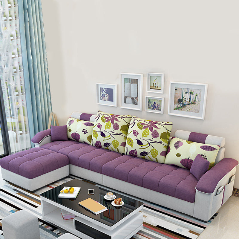 Nordic Linen Loose Back Sofa & Chaise, 108.66" W x 57.09" D x 31.5" H