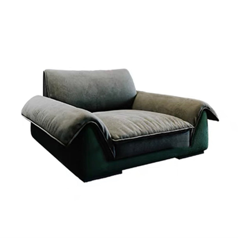 Flannelette Sofa Bed Armrest and Pillow Back Grey/dark Green/beige Solid Wood Frame Sofa