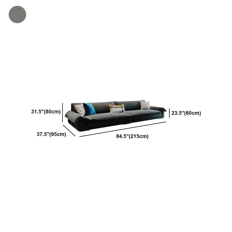 Flannelette Sofa Bed Armrest and Pillow Back Grey/dark Green/beige Solid Wood Frame Sofa