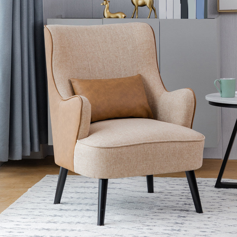 Sloped Arms Chair with Pillow Back and Basic Four Leg for Living Room