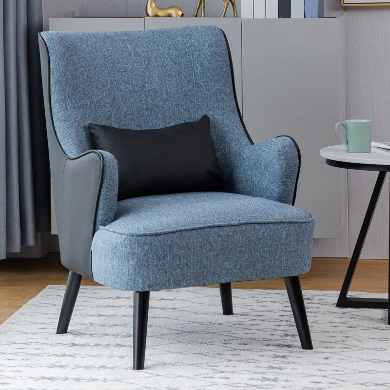 Sloped Arms Chair with Pillow Back and Basic Four Leg for Living Room