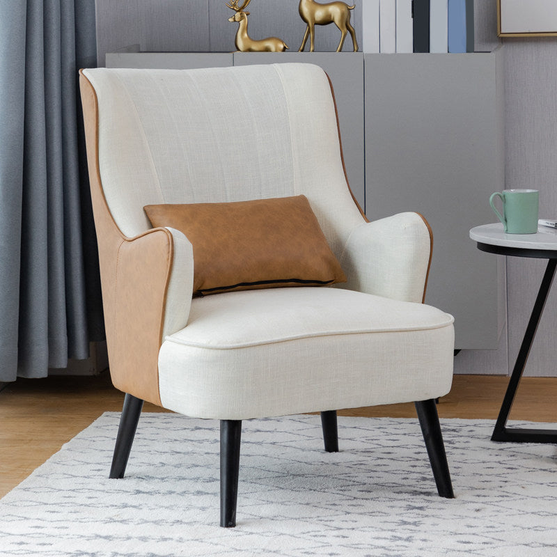 Sloped Arms Chair with Pillow Back and Basic Four Leg for Living Room