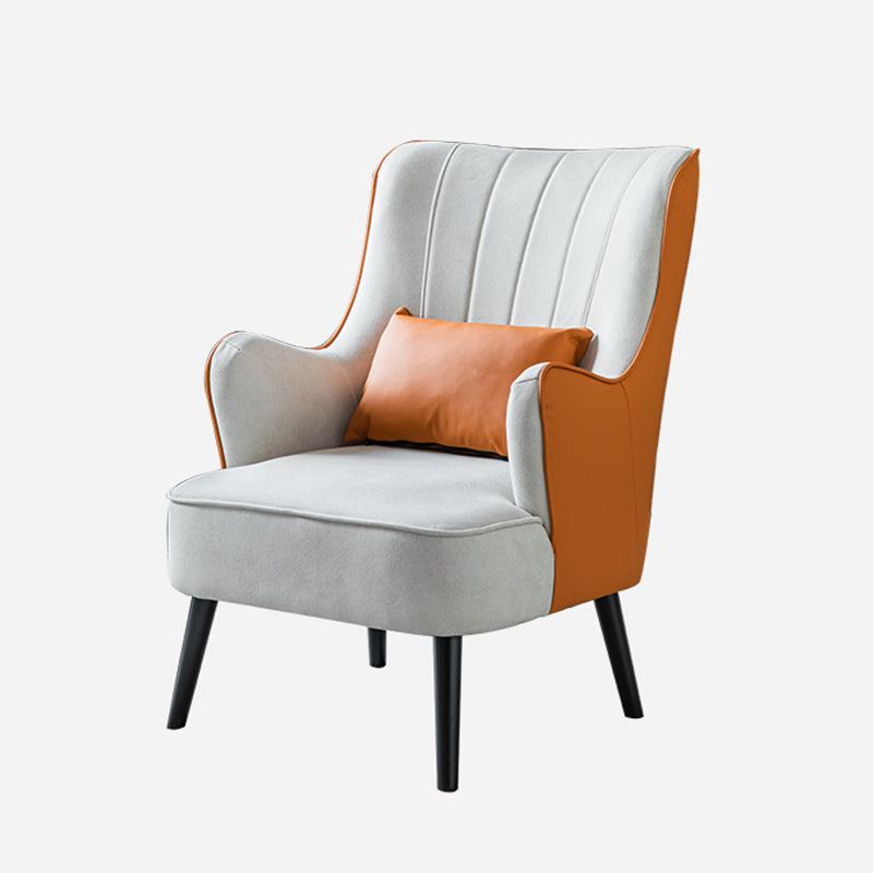 Sloped Arms Chair with Pillow Back and Basic Four Leg for Living Room