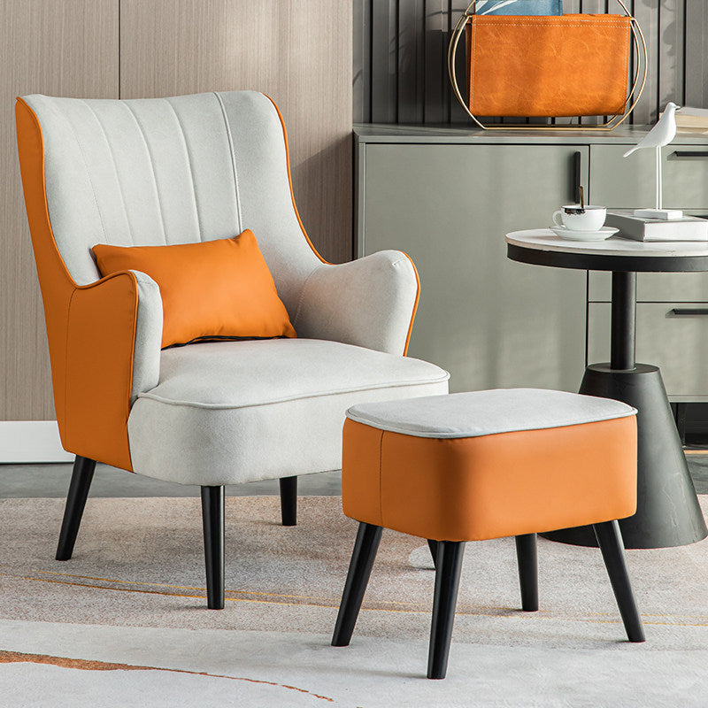 Sloped Arms Chair with Pillow Back and Basic Four Leg for Living Room