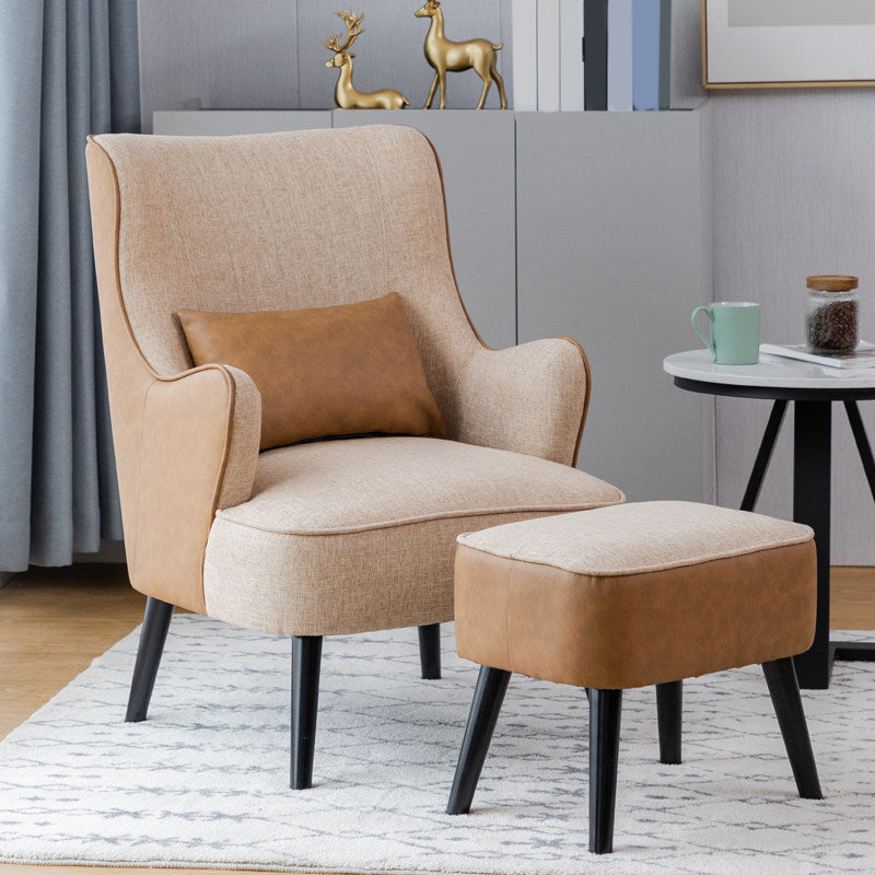 Sloped Arms Chair with Pillow Back and Basic Four Leg for Living Room