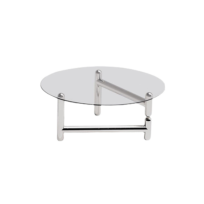 Modern Style Transparent Glass Table with Metal Base Coffee Table