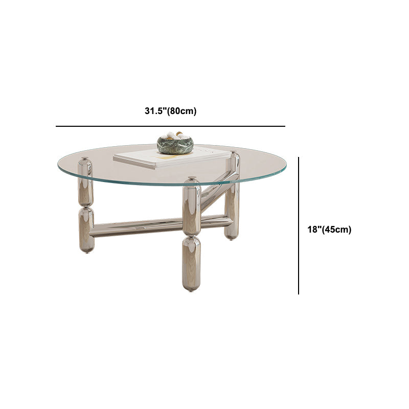 Modern Style Transparent Glass Table with Metal Base Coffee Table