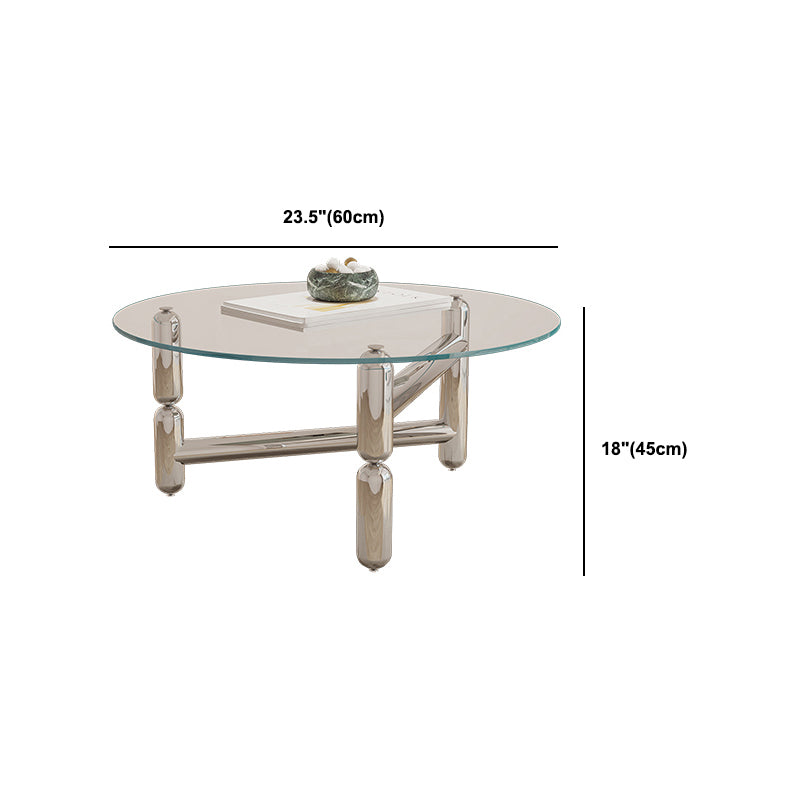 Modern Style Transparent Glass Table with Metal Base Coffee Table