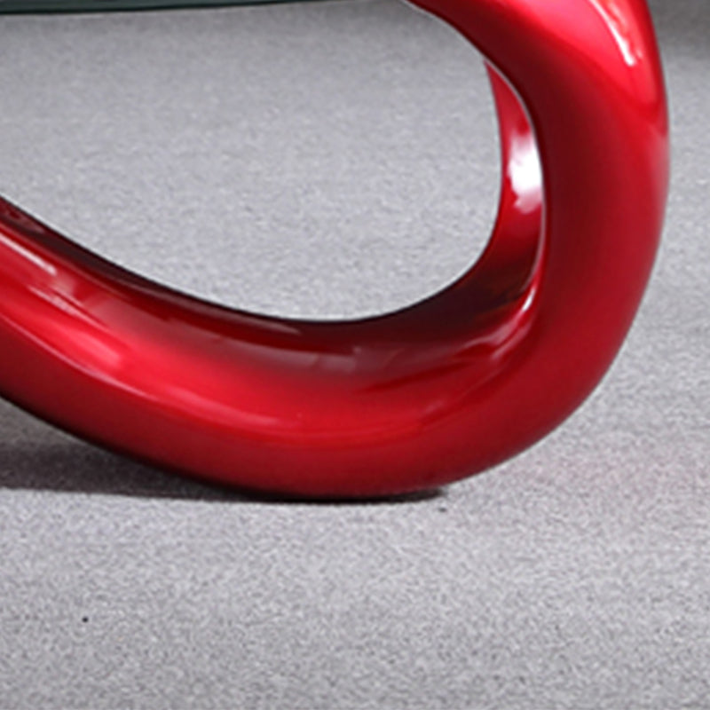 Glass Top Cocktail Table Oval Modern Minimalist Coffee Table