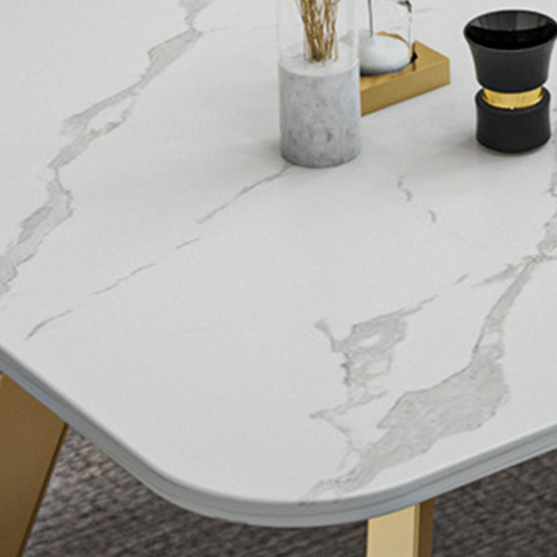 Glam Iron Base Coffee Table with Rectangle Stone Top Cocktail Table