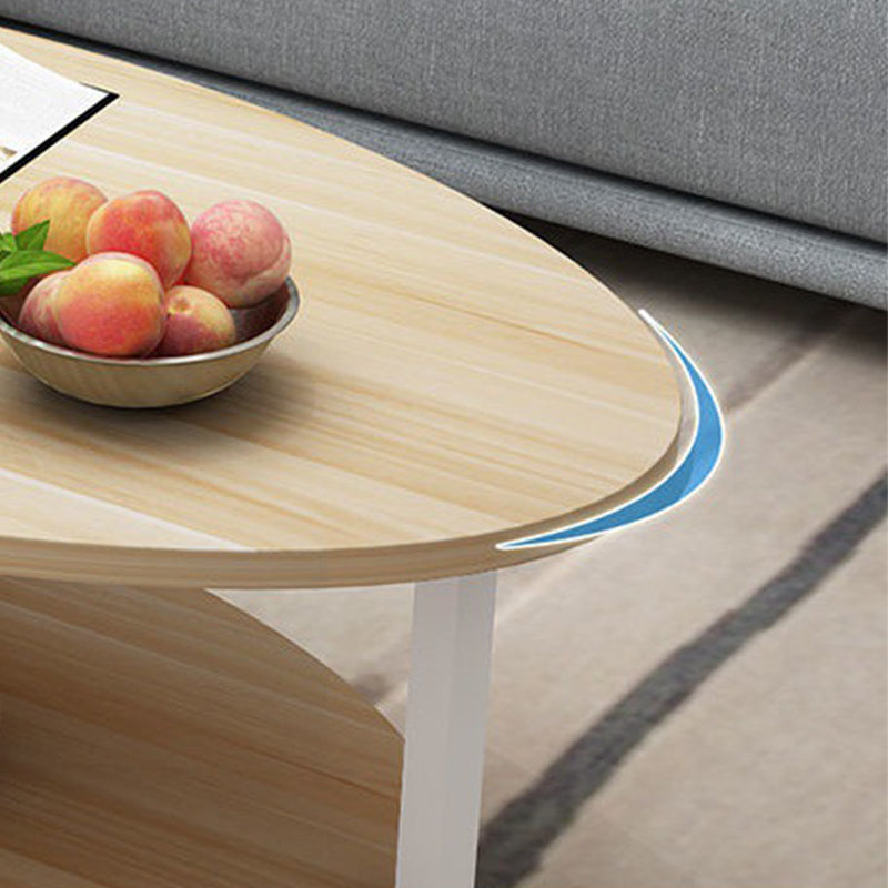 Solid Wood 4 Legs Coffee Table Modern Oval Coffee Table with Storage