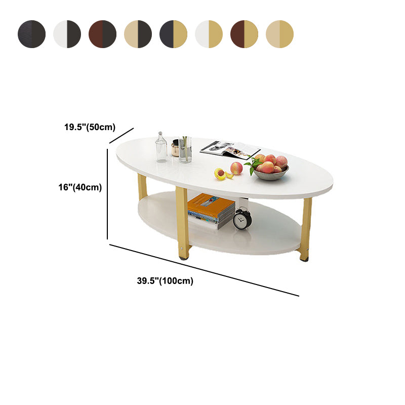Solid Wood 4 Legs Coffee Table Modern Oval Coffee Table with Storage