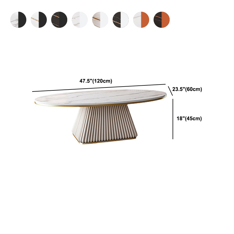 Modern Style Oval Slate Table with Metal Square Base Coffee Table