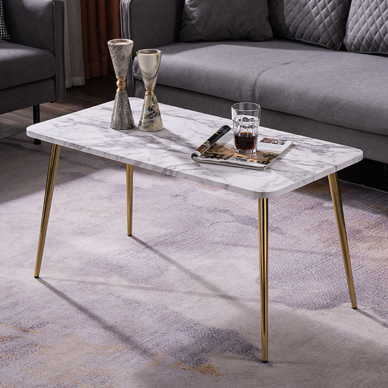 Modern Rectangle Wooden Top Coffee Table with 4 Iron Legs 1 Piece