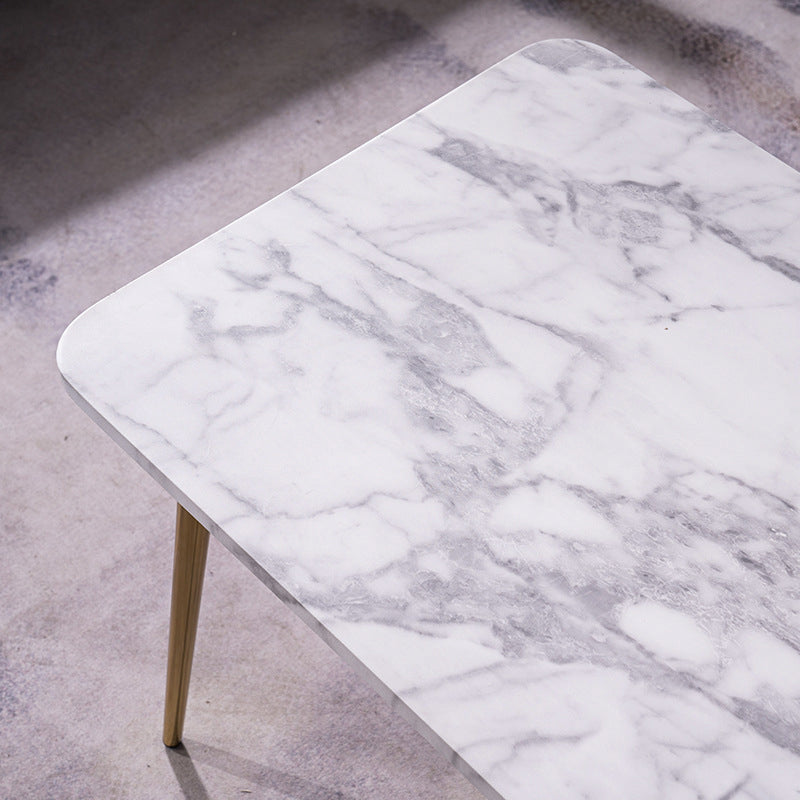 Modern Rectangle Wooden Top Coffee Table with 4 Iron Legs 1 Piece