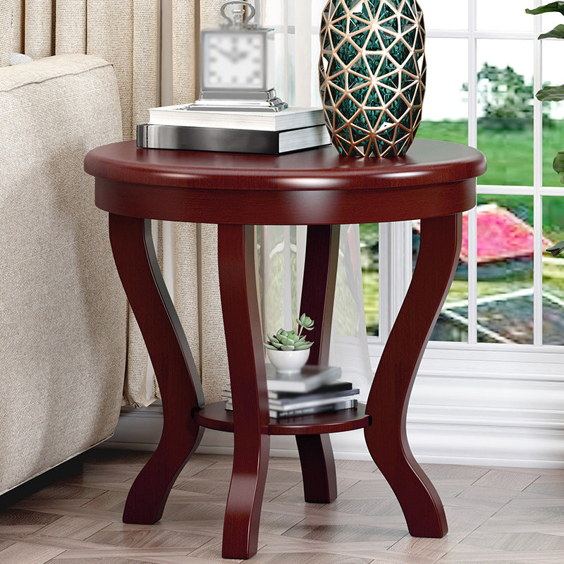 22.4" Tall 4 Legs End Table Solid Wood Round Side Table for Living Room