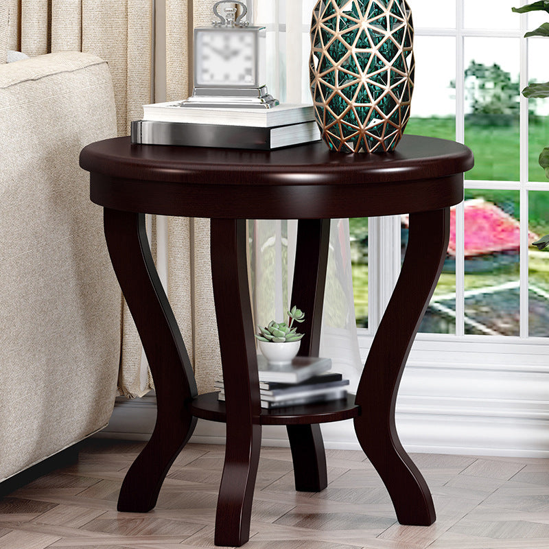 22.4" Tall 4 Legs End Table Solid Wood Round Side Table for Living Room