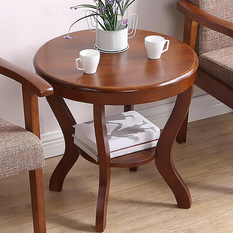 22.4" Tall 4 Legs End Table Solid Wood Round Side Table for Living Room