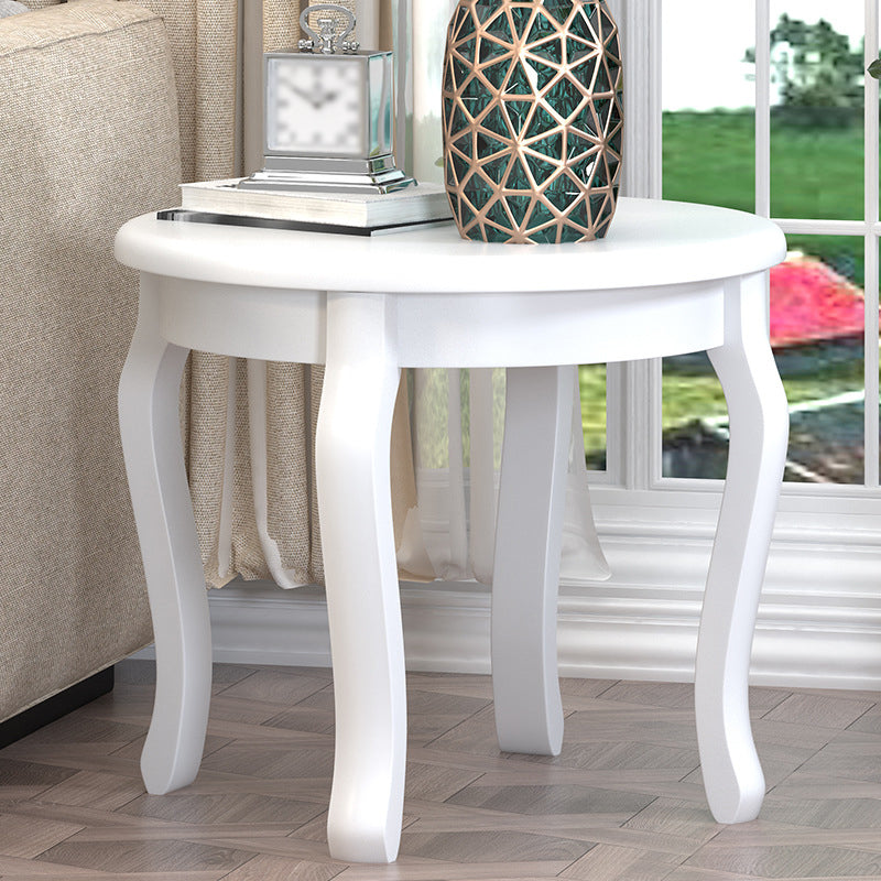 22.4" Tall 4 Legs End Table Solid Wood Round Side Table for Living Room