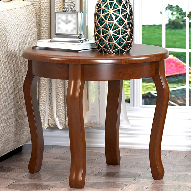 22.4" Tall 4 Legs End Table Solid Wood Round Side Table for Living Room