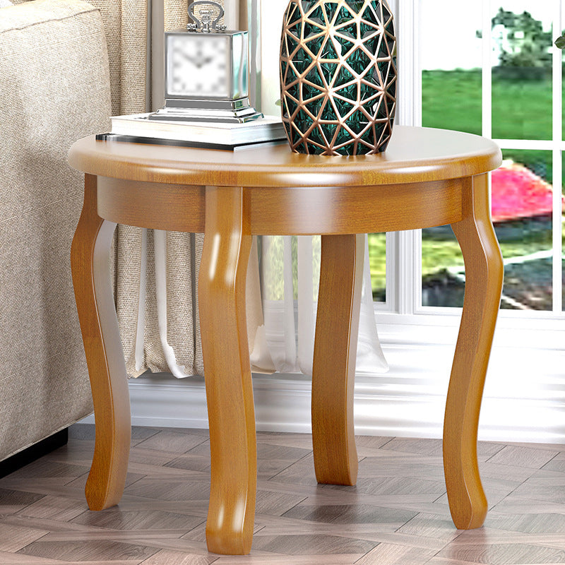 22.4" Tall 4 Legs End Table Solid Wood Round Side Table for Living Room