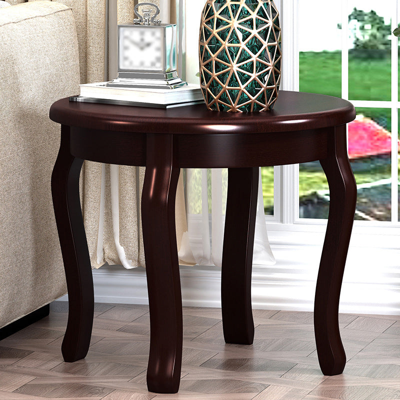 22.4" Tall 4 Legs End Table Solid Wood Round Side Table for Living Room
