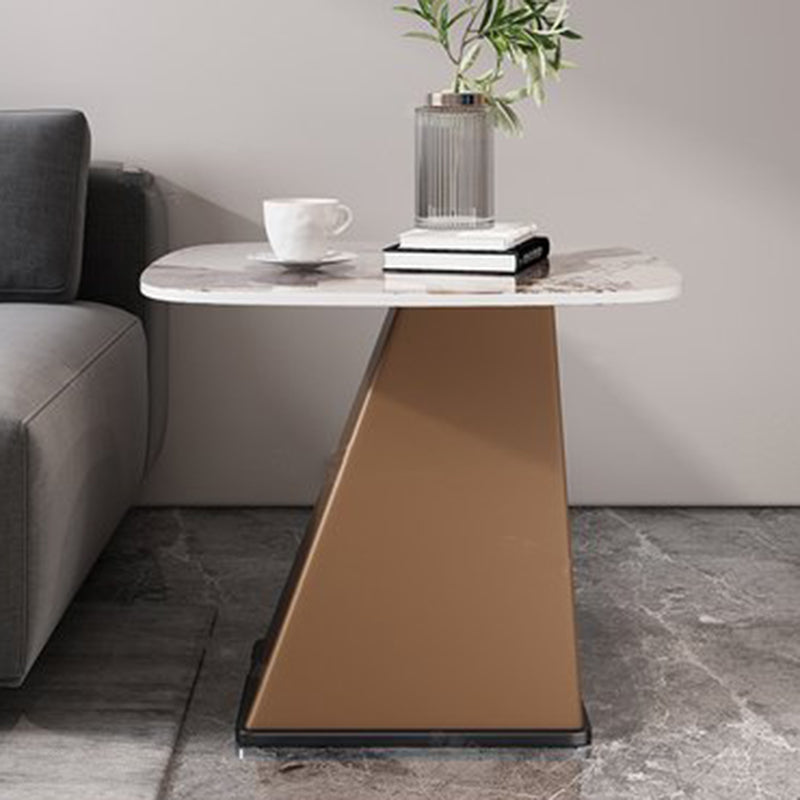 Rectangular Stone End Table Modernism Pedestal Side Table, 23.6" W x 19.7" D x 23.6" H
