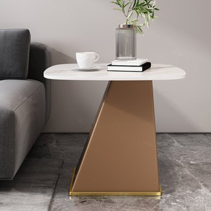 Rectangular Stone End Table Modernism Pedestal Side Table, 23.6" W x 19.7" D x 23.6" H